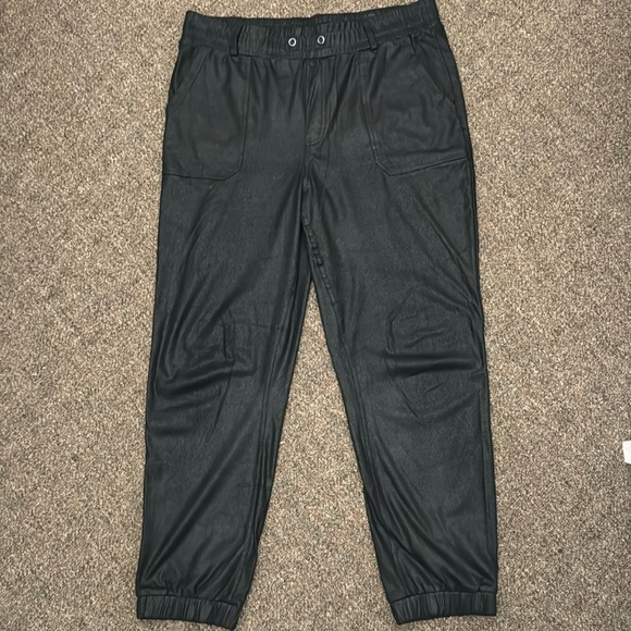 Tribal Black Leather Like Jogger Pants - Sz Large - Picture 1 of 7